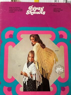 vintage Jack Frost Brochure 202, Gypsy Shawls. Published in the 1970s